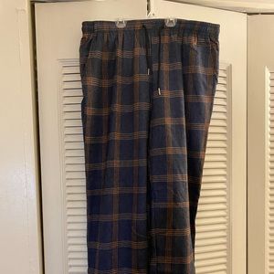 Blue and orange plaid pants